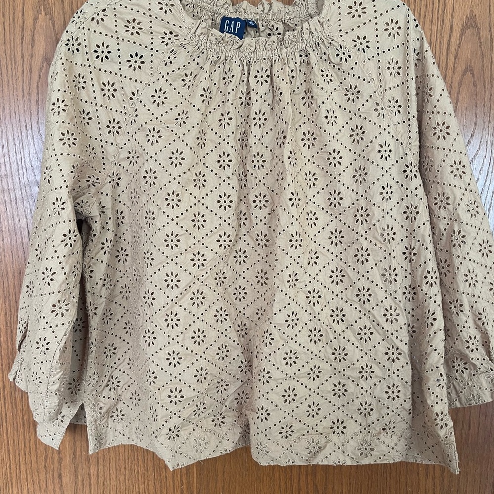 Super Cute GAP Tan Eyelet Top